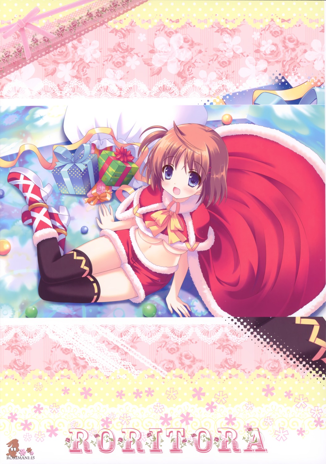 christmas roritora thighhighs tsukishima_yuuko underboob