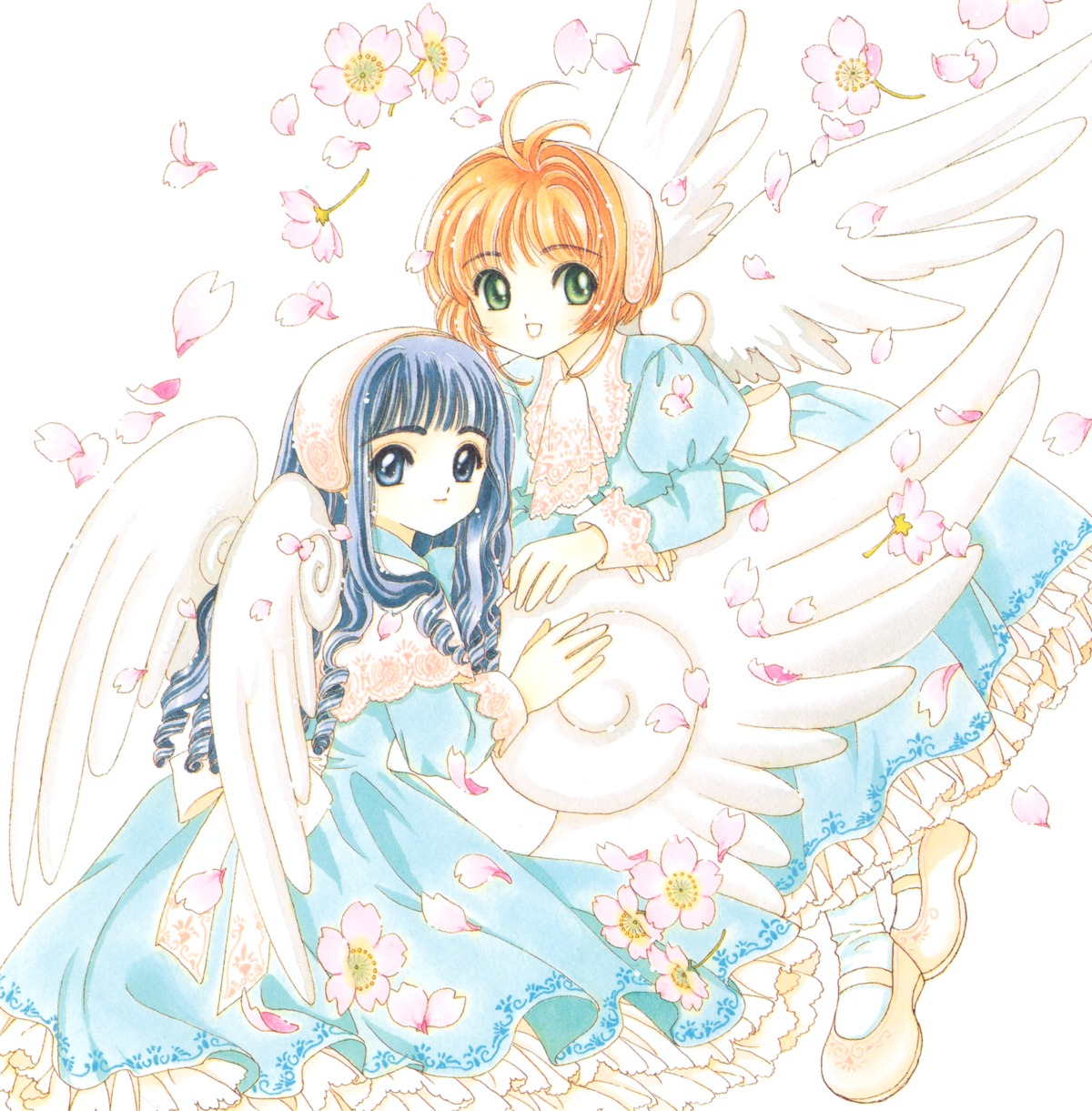 card_captor_sakura clamp daidouji_tomoyo kinomoto_sakura lolita_fashion wings