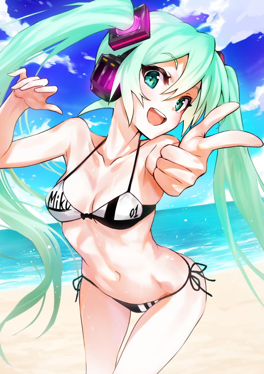 bikini hatsune_miku headphones swimsuits tabobox vocaloid