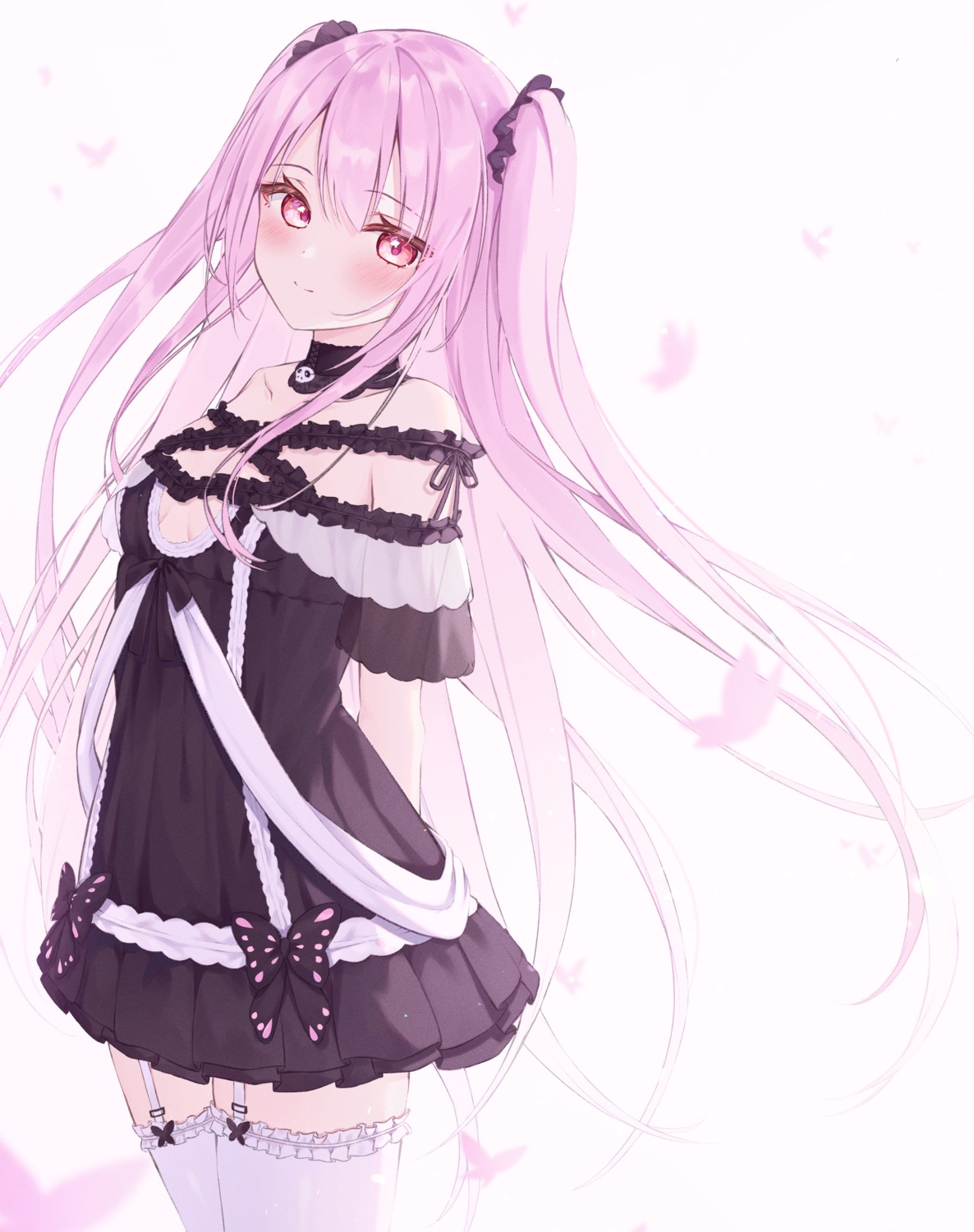 gothic_lolita hololive lolita_fashion no_bra stockings taracomax thighhighs uruha_rushia