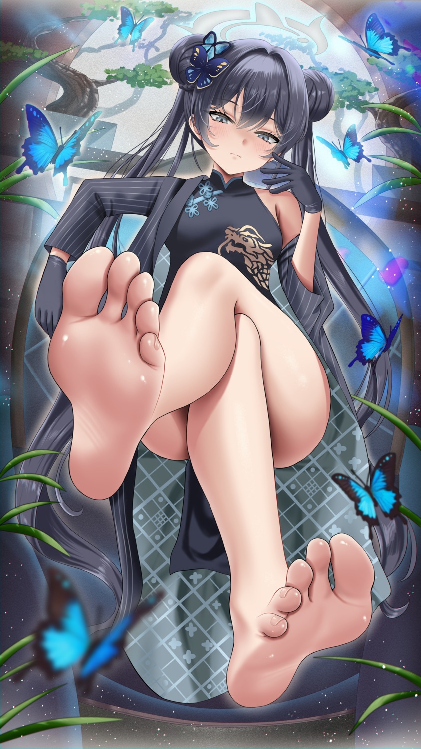 blue_archive buko_(bukosuki) chinadress feet halo loli ryuuge_kisaki