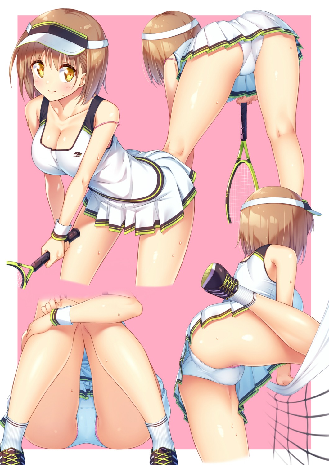 ass cameltoe cleavage hotaka_mai kazuma_(kazumav) pantsu skirt_lift tennis