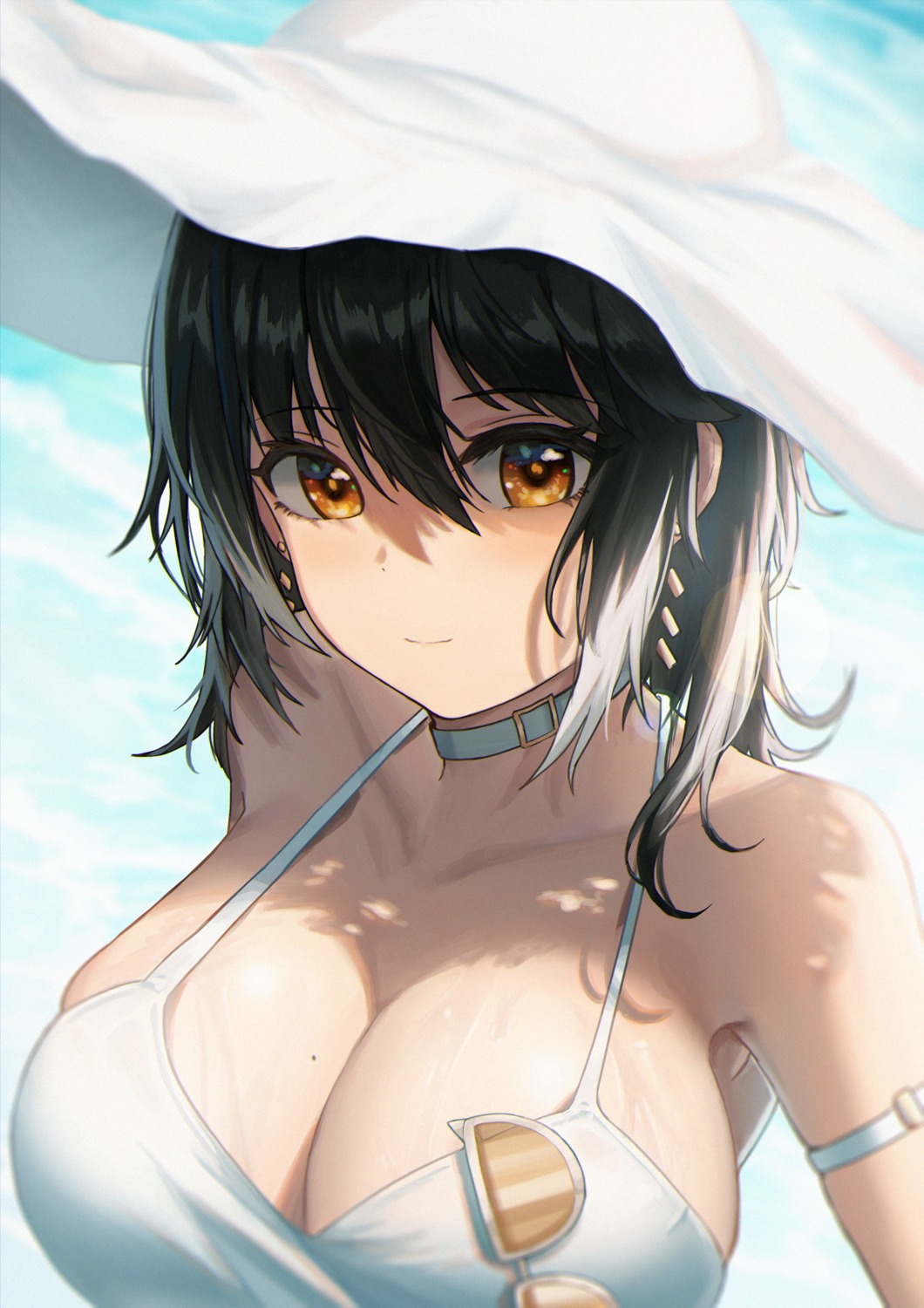 aer7o bikini_top cleavage megane swimsuits wet