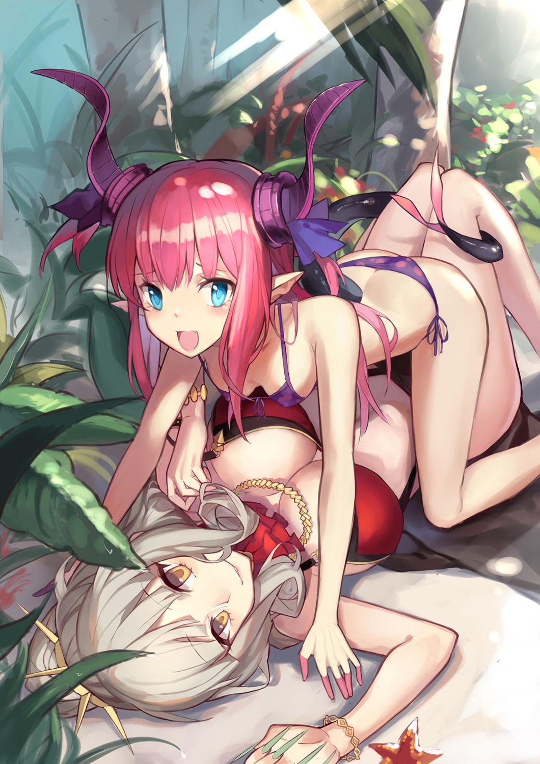 bikini carmilla_(fate/grand_order) cleavage elizabeth_bathory fate/extra fate/extra_ccc fate/grand_order fate/stay_night horns kamisa pointy_ears swimsuits tail