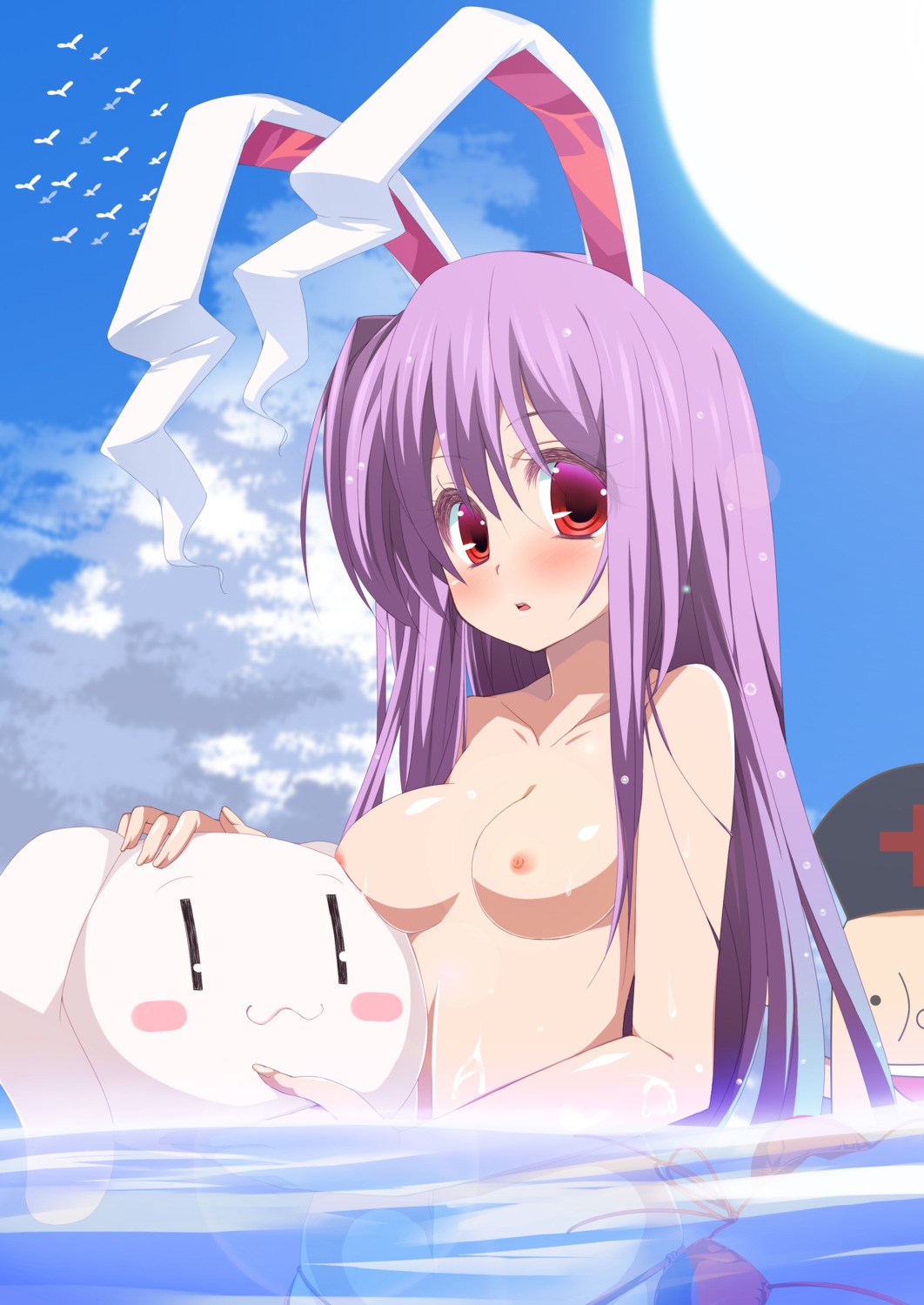 animal_ears bunny_ears naked nigo_(aozoragarou) nipples reisen_udongein_inaba touhou