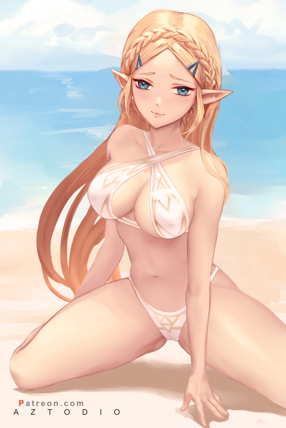 azto_dio bikini cameltoe erect_nipples pointy_ears princess_zelda swimsuits the_legend_of_zelda