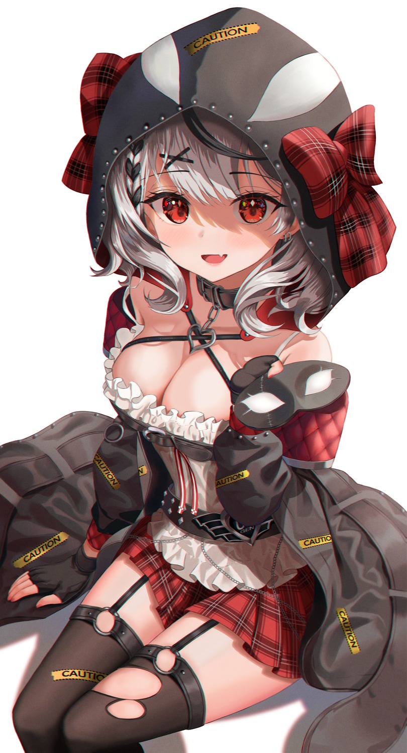 dubeaduver hololive no_bra sakamata_chloe stockings thighhighs torn_clothes