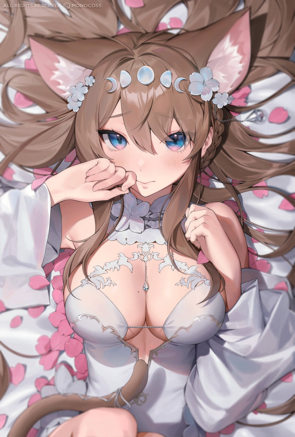 animal_ears monosucre nekomimi no_bra tail