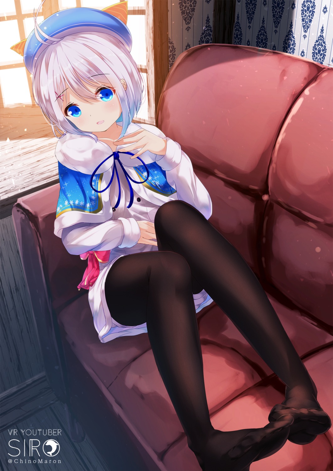 chinomaron dennou_shoujo_youtuber_shiro feet pantyhose shiro_(dennou_shoujo_youtuber_shiro)