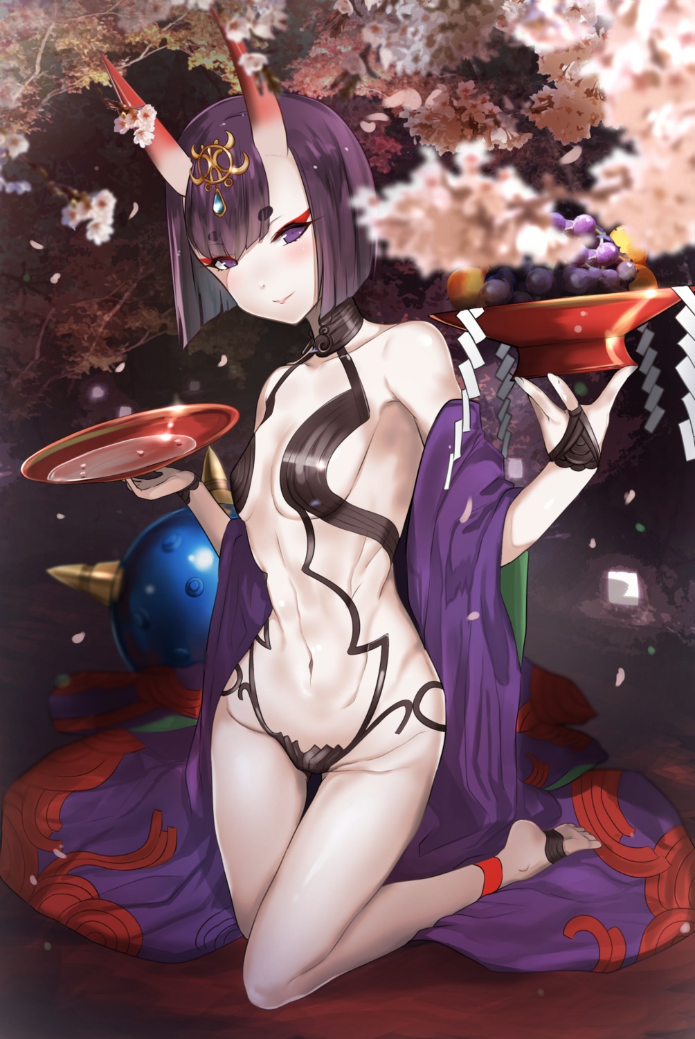 fate/grand_order horns no_bra open_shirt pantsu shuten_douji_(fate/grand_order) untsue