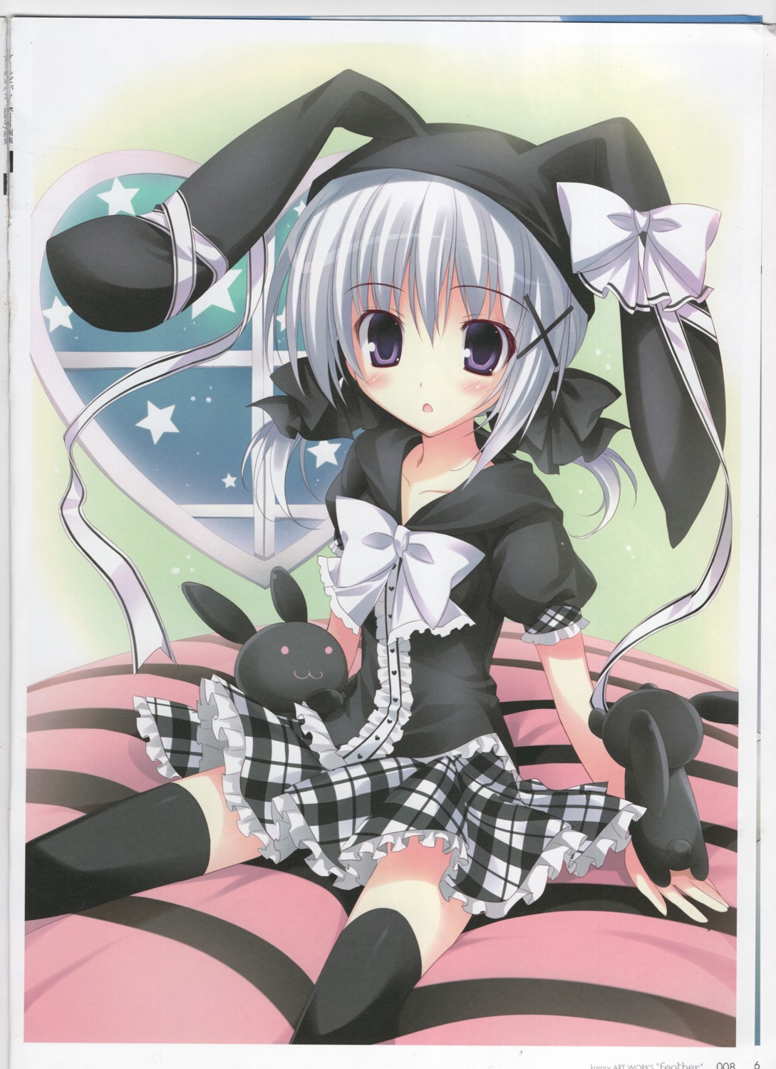 animal_ears bunny_ears karory raw_scan seifuku skirt_lift thighhighs