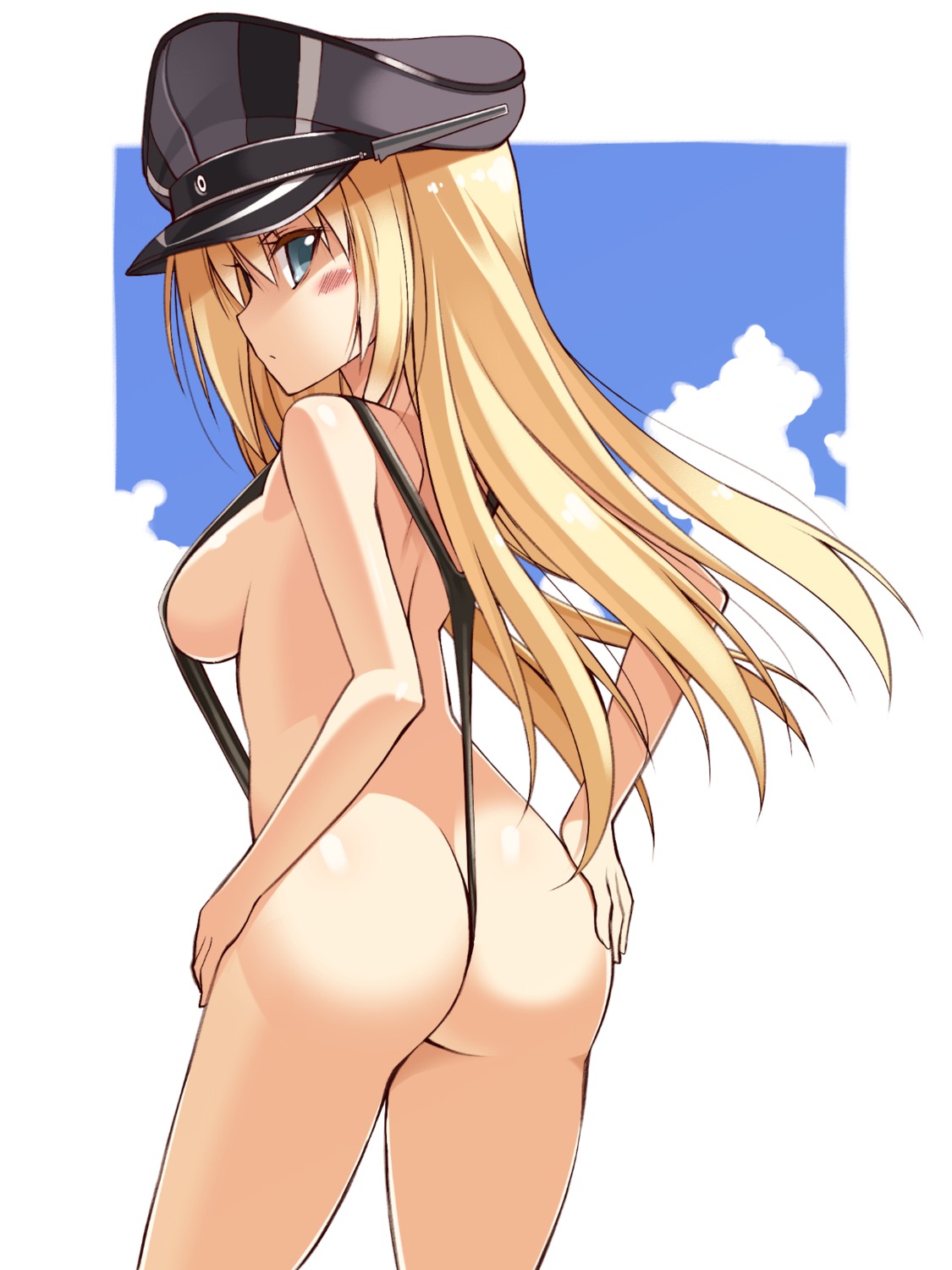 ass bismarck_(kancolle) kantai_collection oota_yuuichi sling_bikini swimsuits