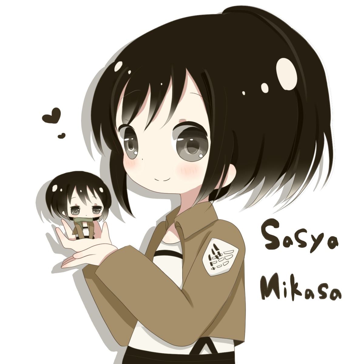 chibi mikasa_ackerman roromi sasha_browse shingeki_no_kyojin uniform