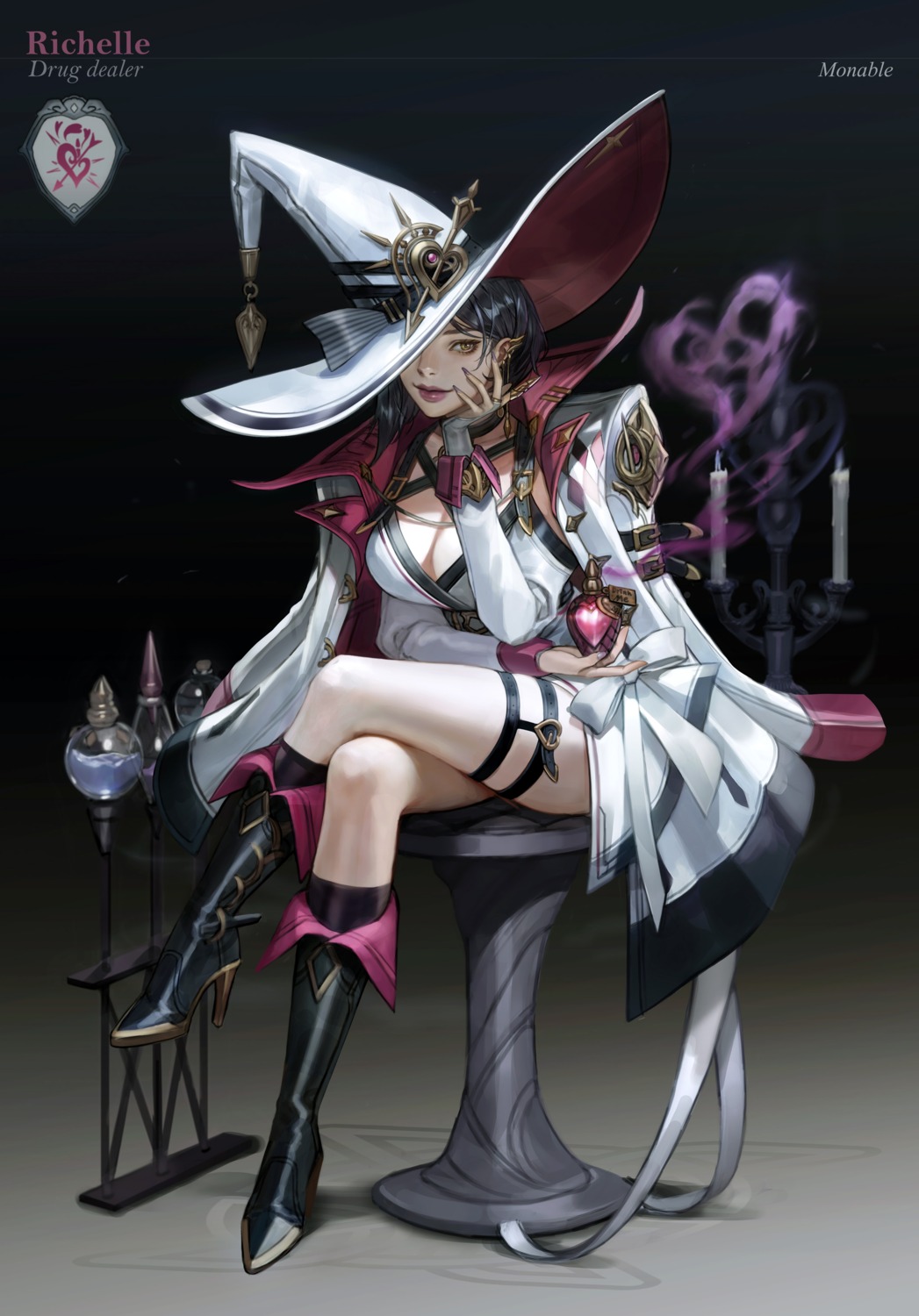 cleavage garter heels monable pointy_ears witch