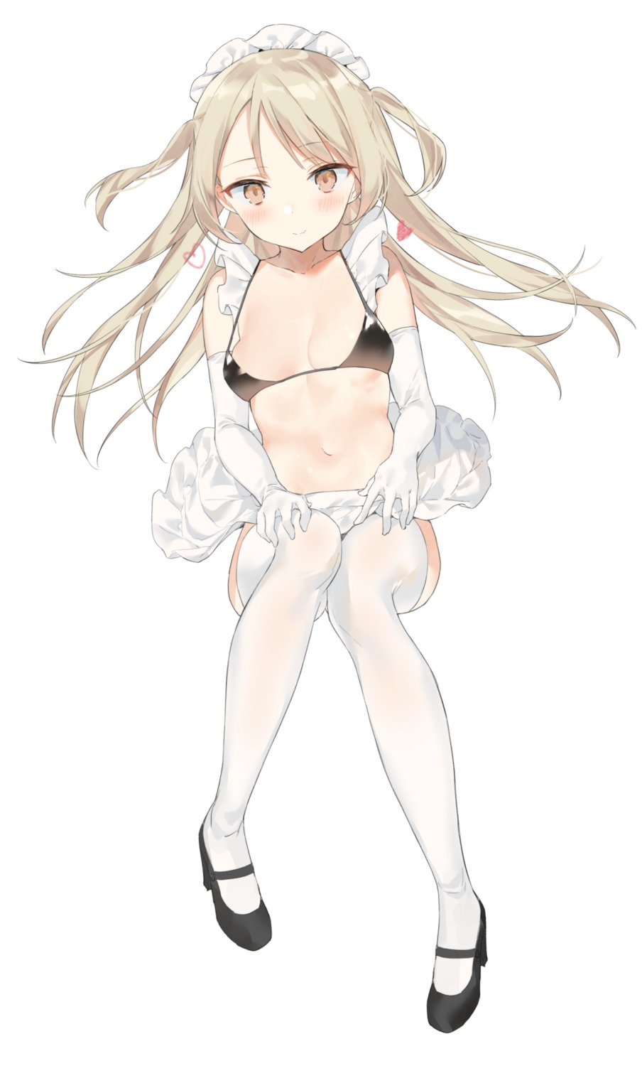 bikini_top heels kurutsu maid swimsuits thighhighs