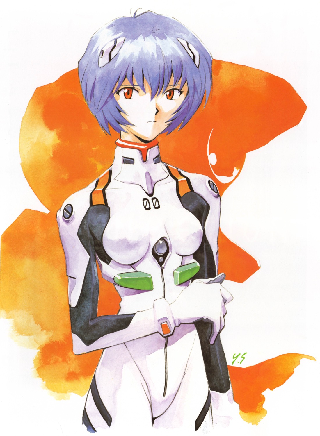 ayanami_rei bodysuit neon_genesis_evangelion sadamoto_yoshiyuki