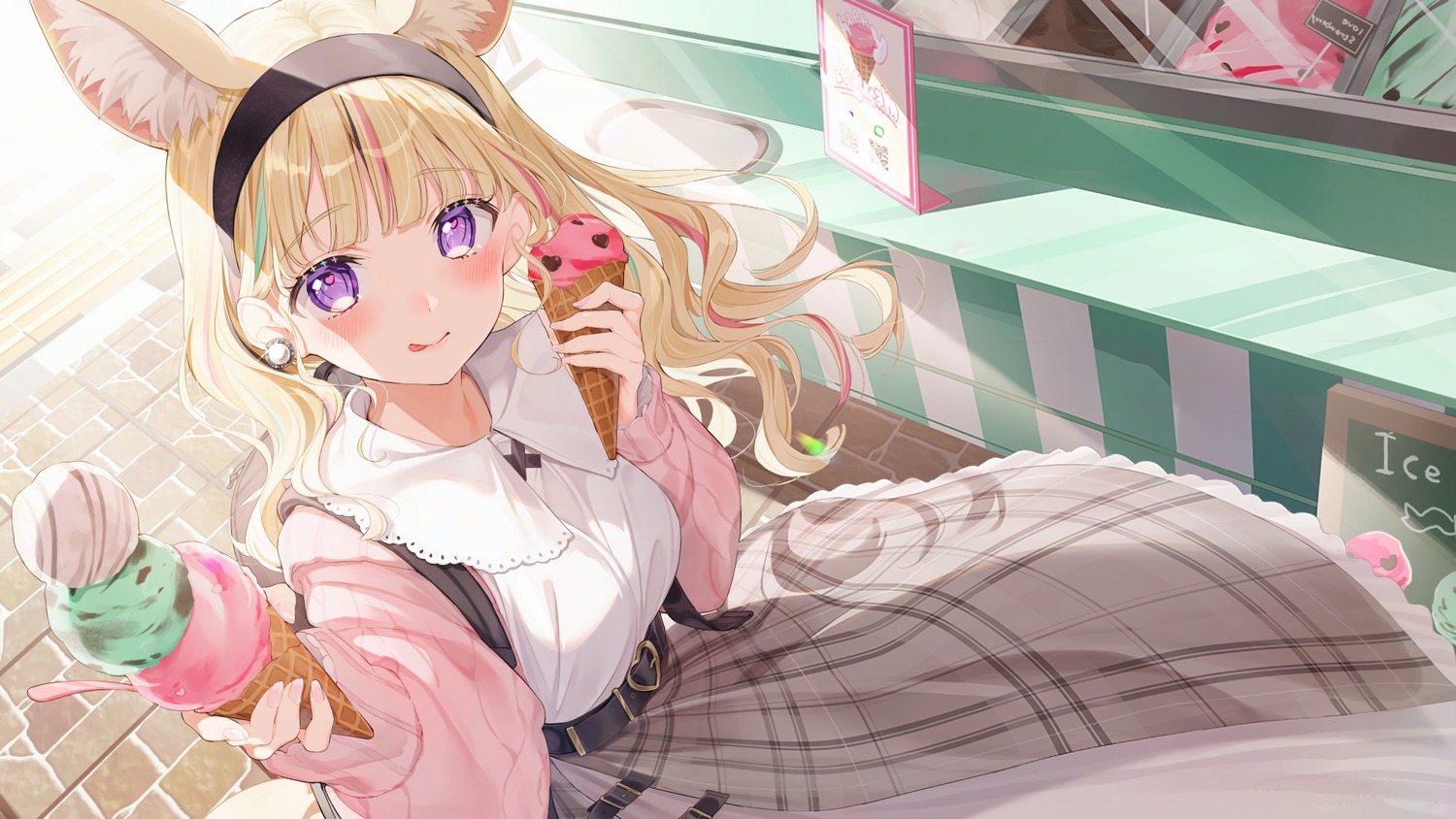 animal_ears detexted hololive kinako_(shiratama_mochi) omaru_polka sweater wallpaper