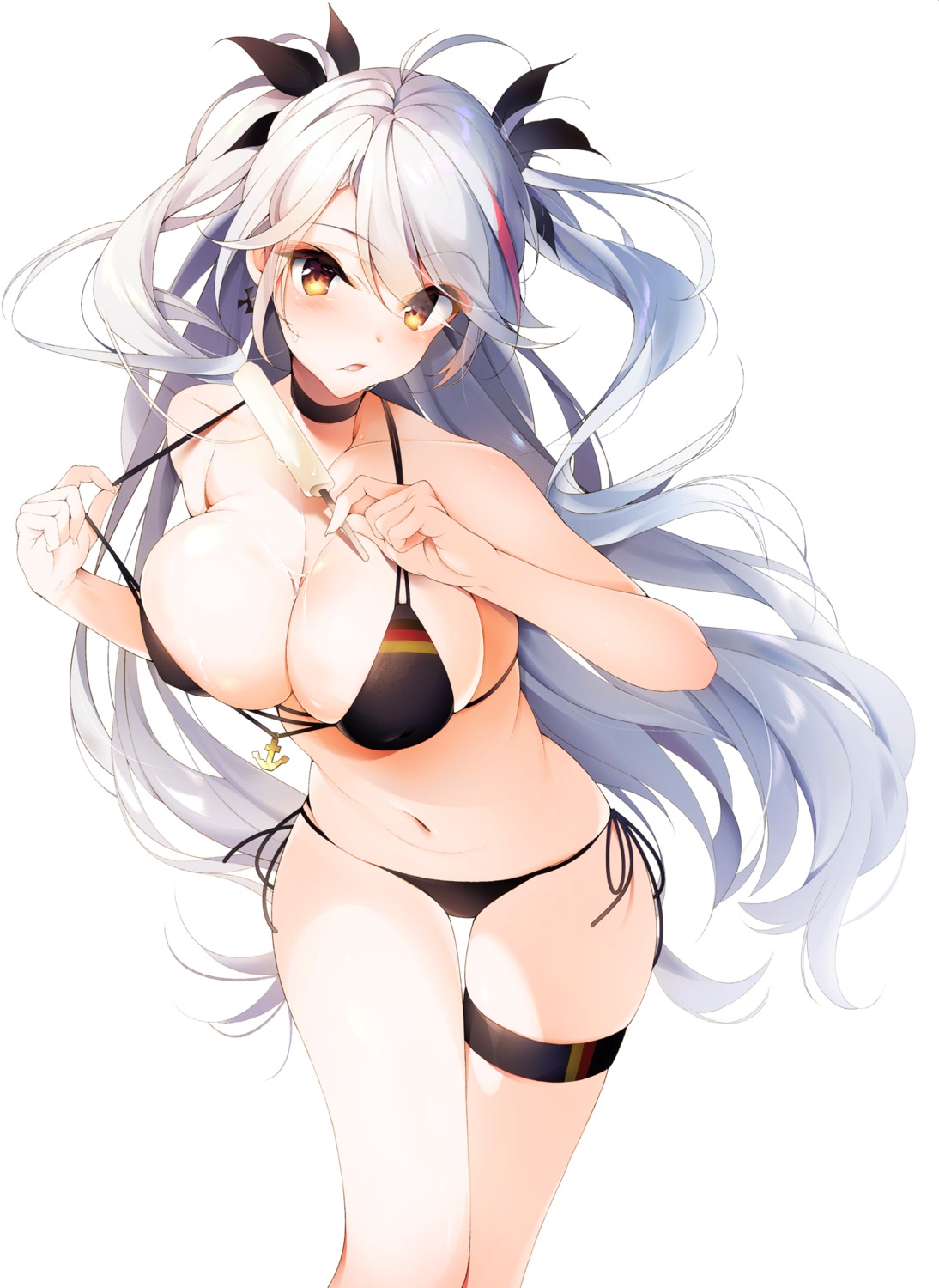 azur_lane bikini cream garter prinz_eugen_(azur_lane) sushimekabu swimsuits