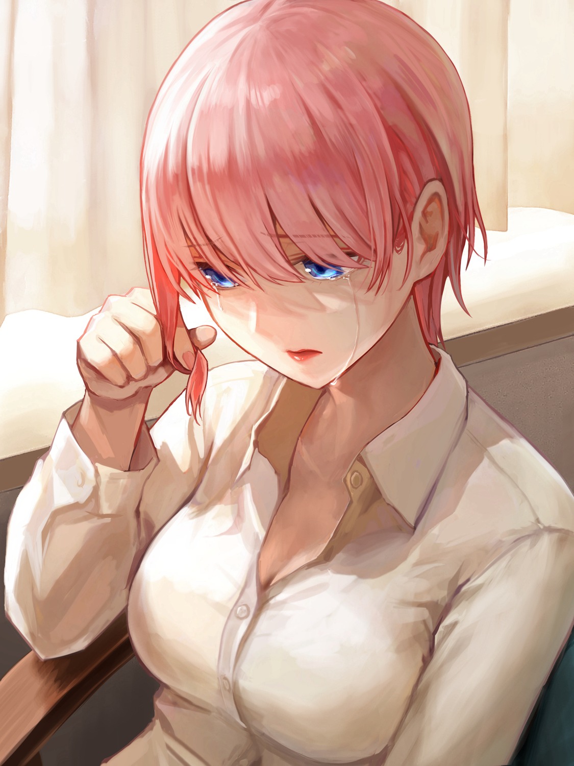 5-toubun_no_hanayome cleavage dress_shirt ishiyuki00 nakano_ichika open_shirt