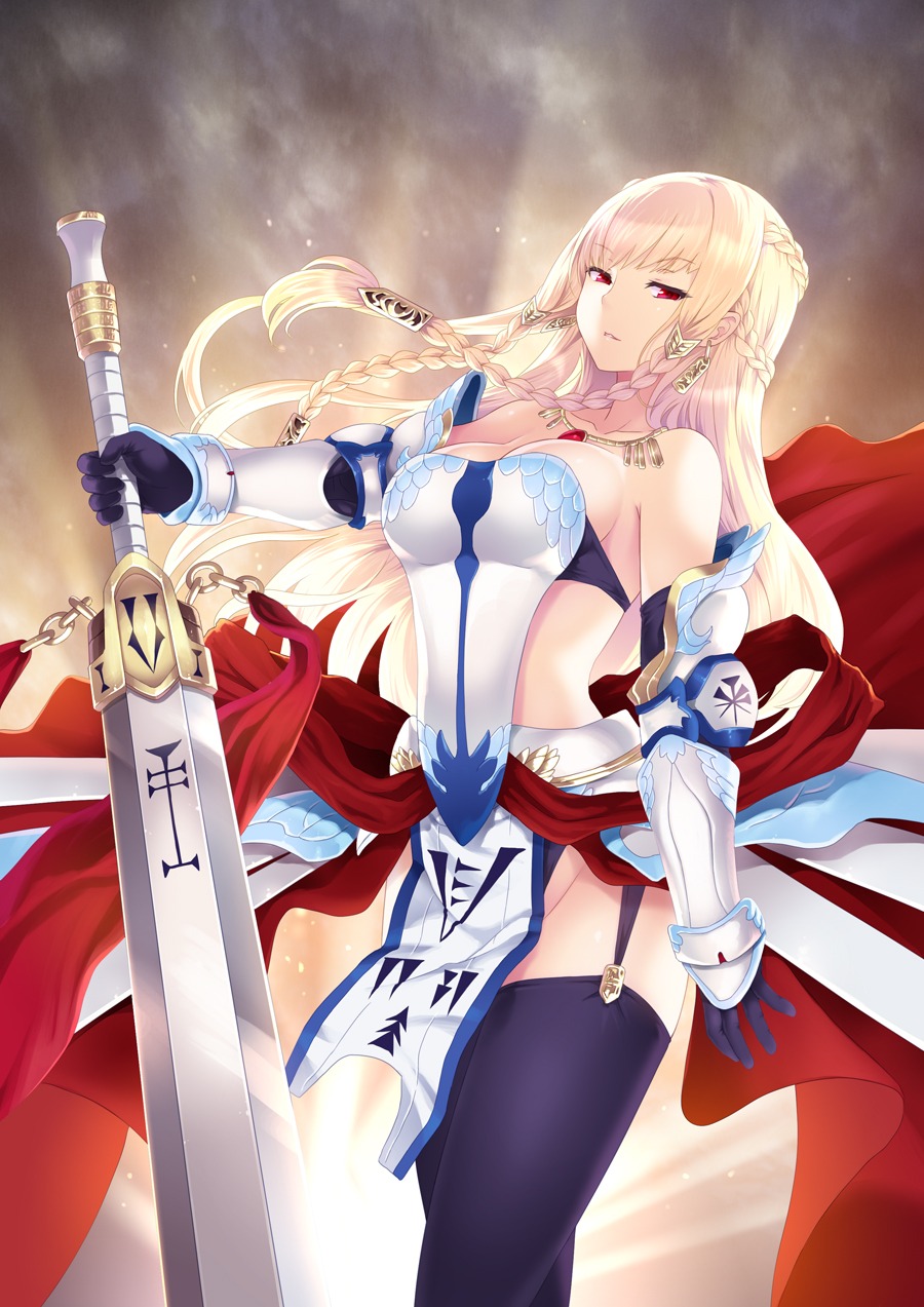 armor bra cait pantsu stockings sword thighhighs