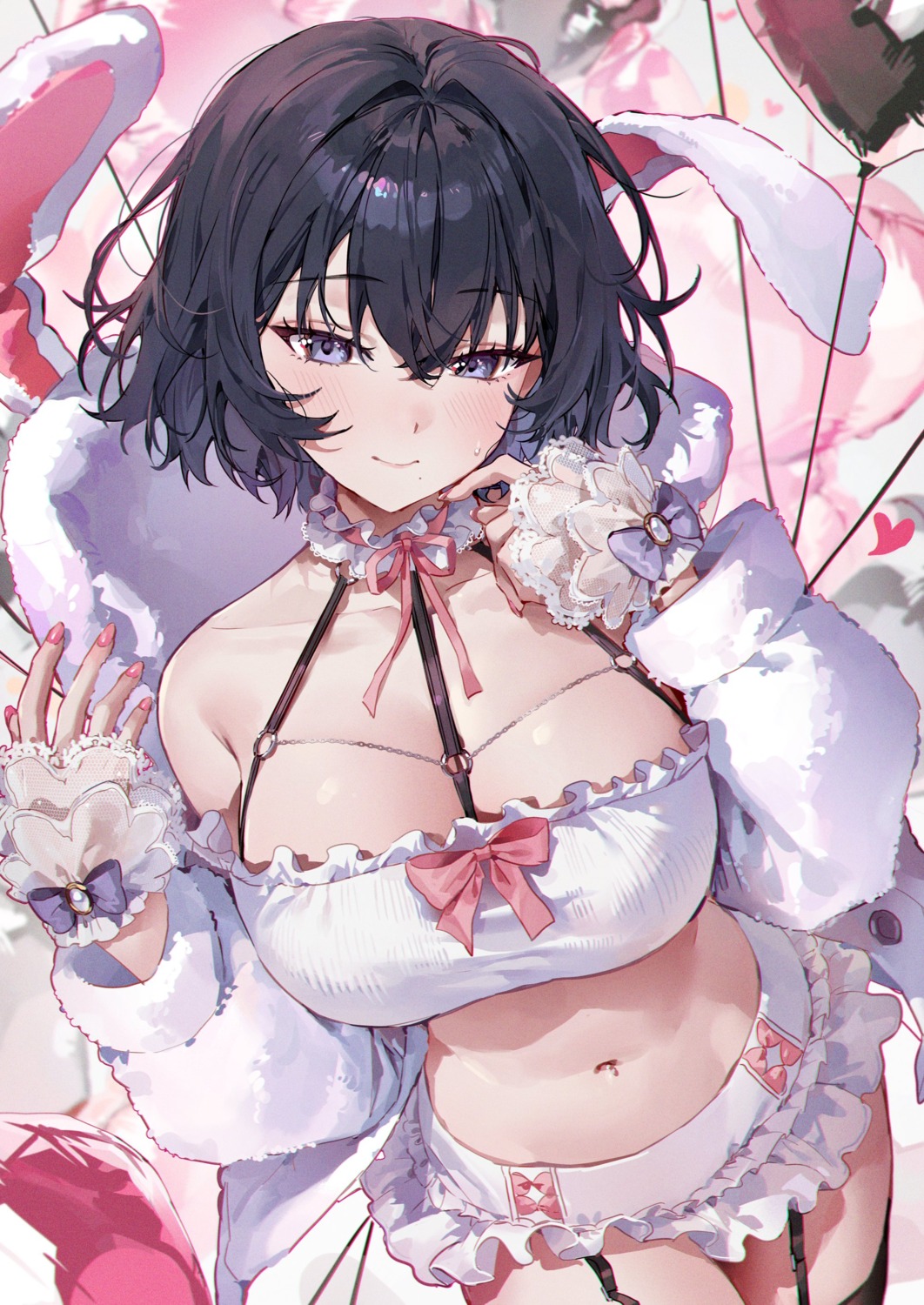 animal_ears bunny_ears kellymonica02 see_through skirt_lift stockings thighhighs