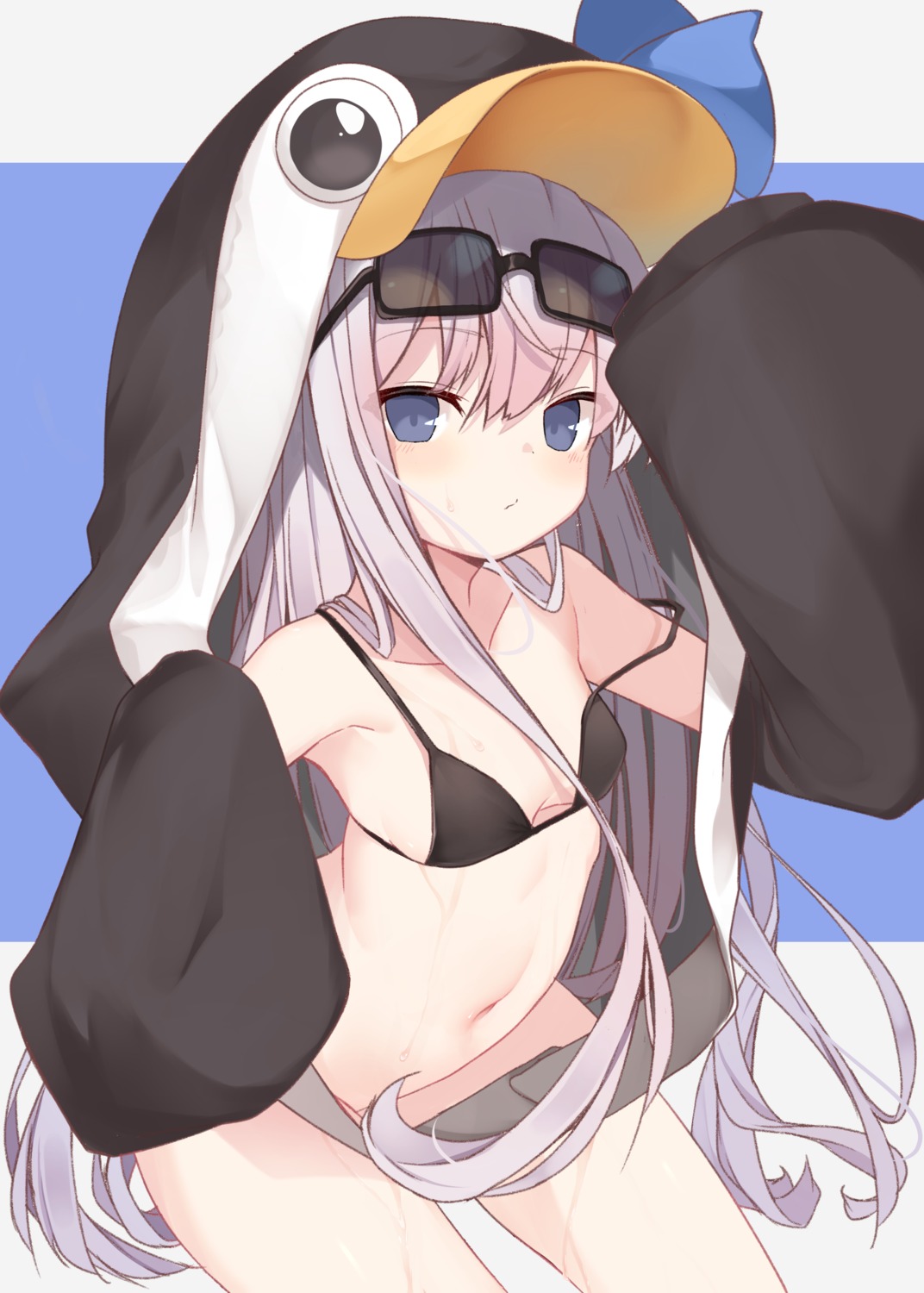 bikini_top fate/grand_order megane meltryllis memekko nopan open_shirt penguin swimsuits