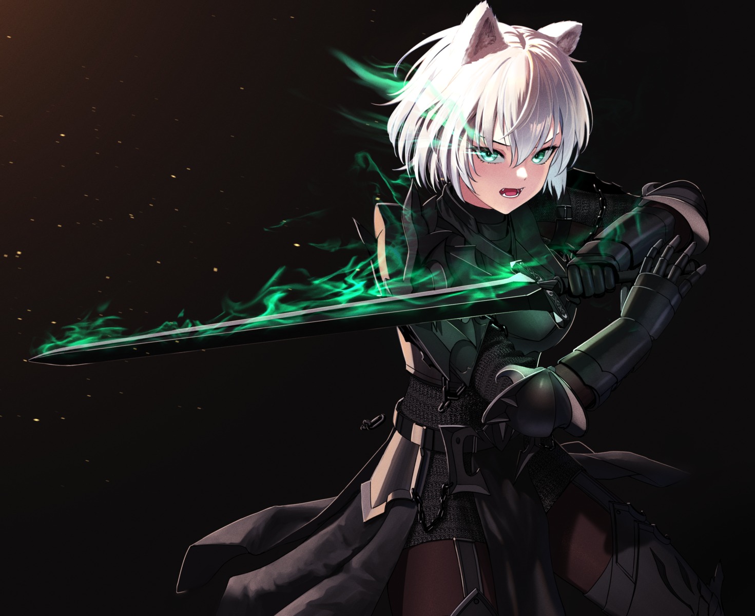 animal_ears nekomimi pantyhose stockings sword tagme thighhighs