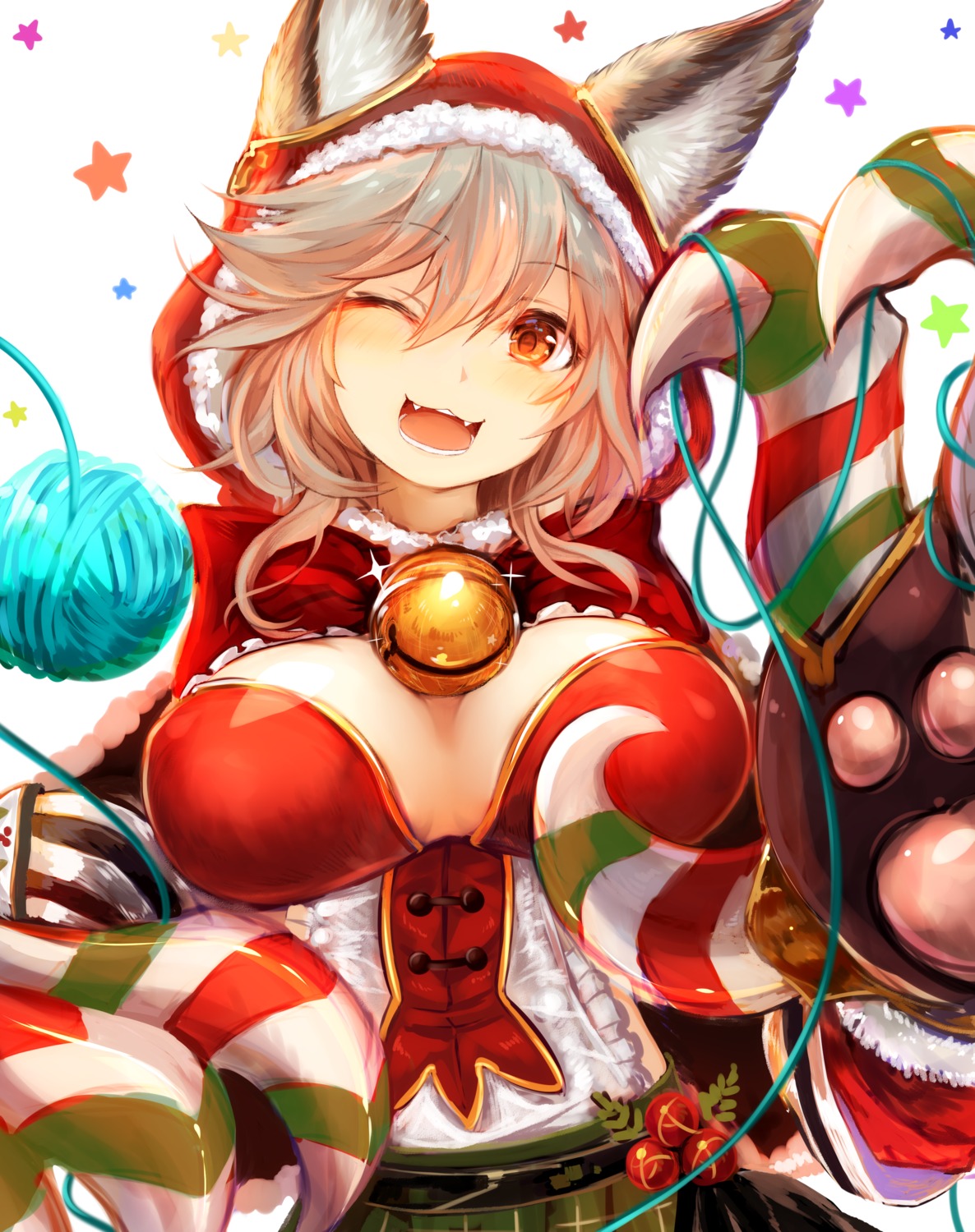 animal_ears christmas cleavage granblue_fantasy sen_(granblue_fantasy) sukemyon