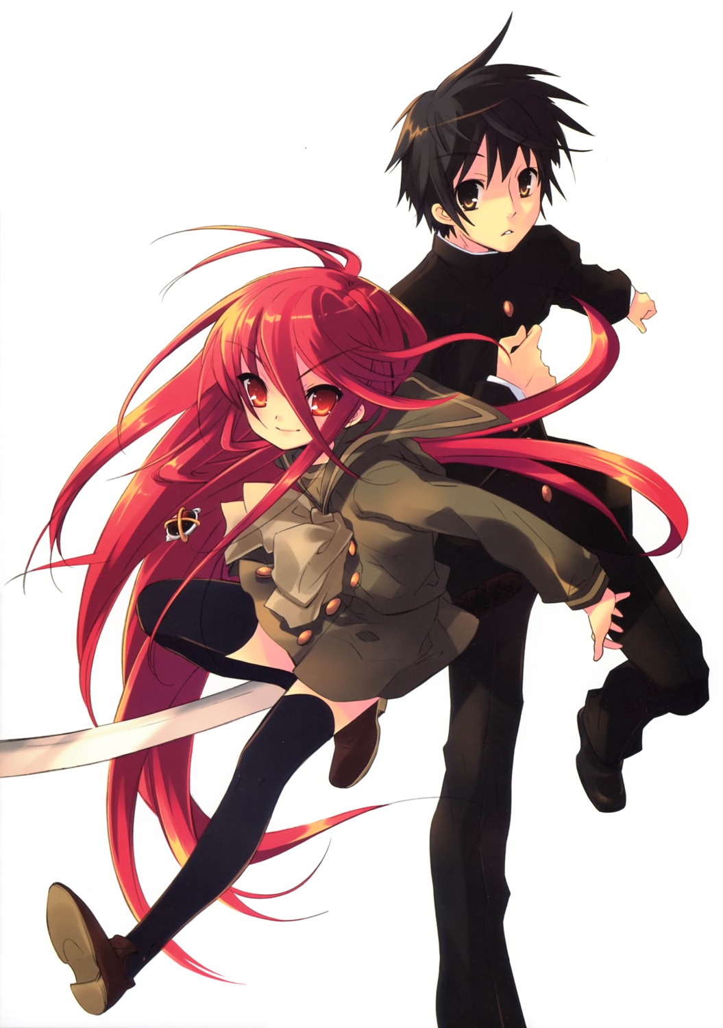 ito_noizi sakai_yuuji scanning_resolution screening seifuku shakugan_no_shana shana sword thighhighs