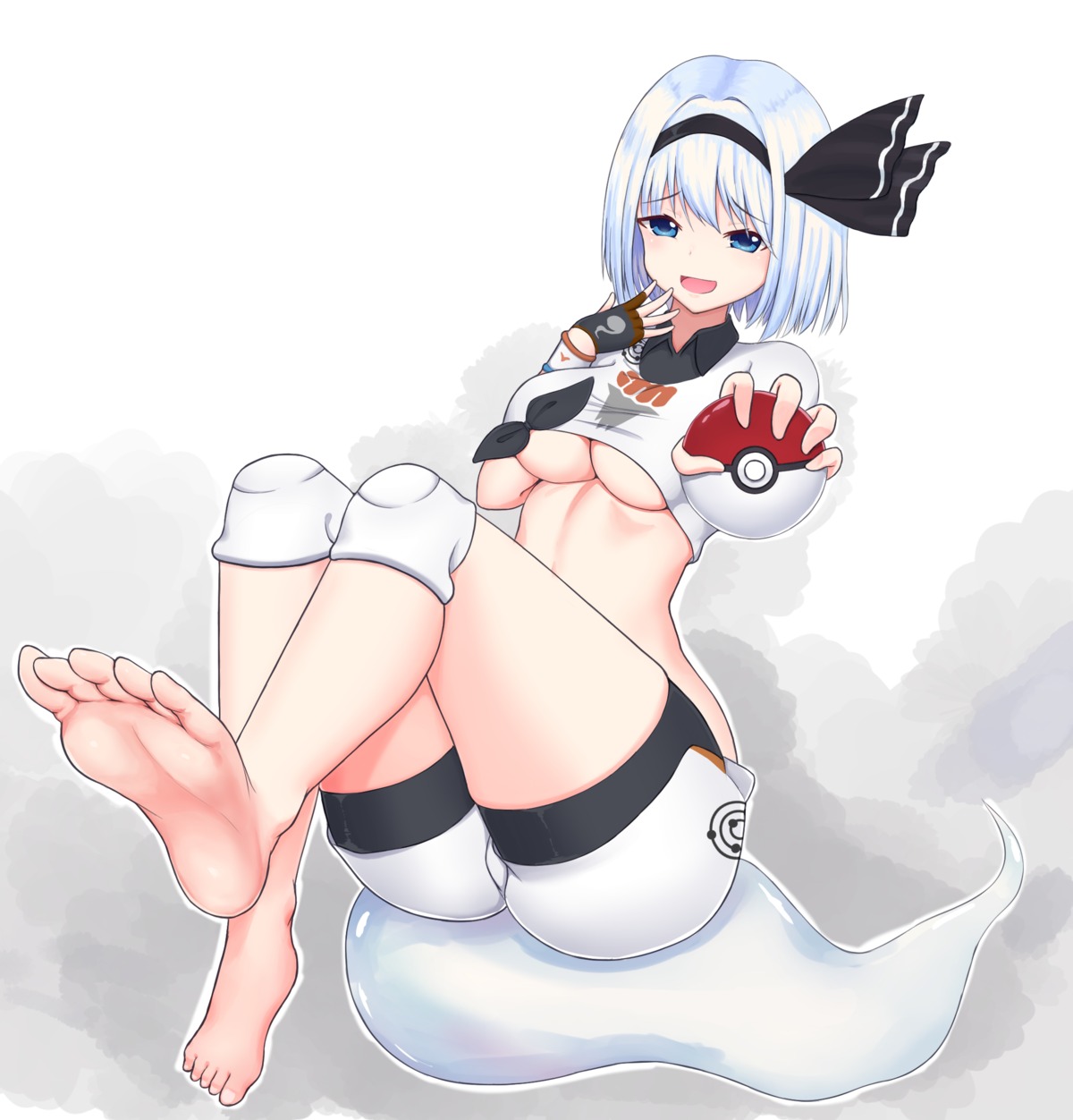 bike_shorts cosplay feet konpaku_youmu myon neho no_bra pokemon pokemon_swsh saitou_(pokemon) touhou