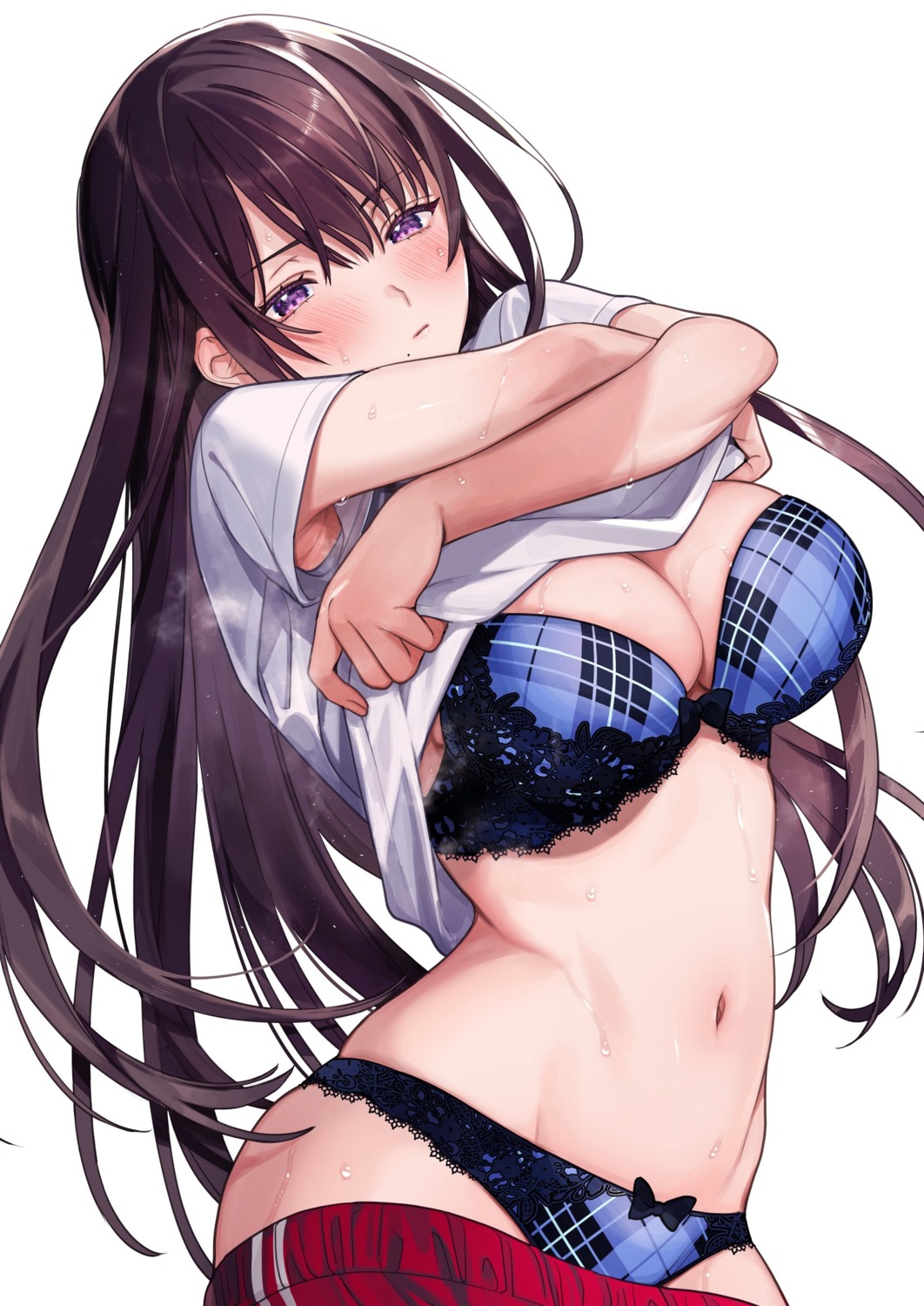 bra gym_uniform hajirau_kimi_ga_mitainda honjou_natsuho pantsu shirt_lift umagome_rakure undressing wet