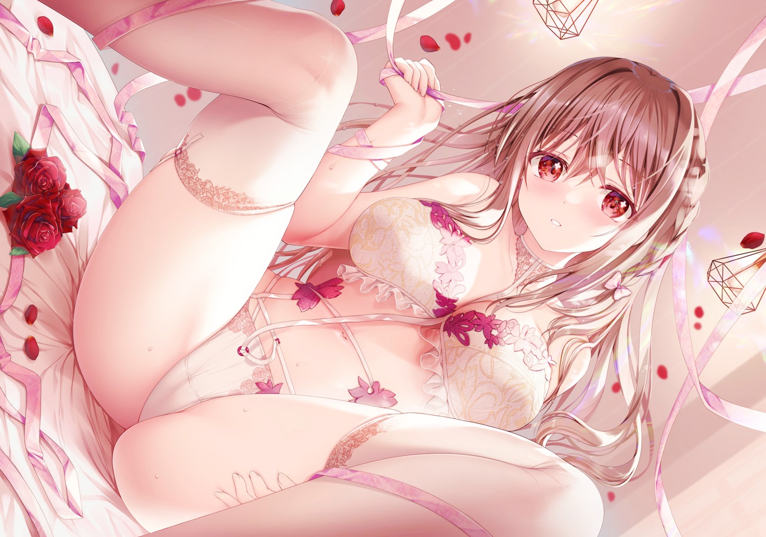 bra cameltoe detexted garter_belt lingerie maeda_shiori pantsu stockings thighhighs thong twinbox twinbox_school