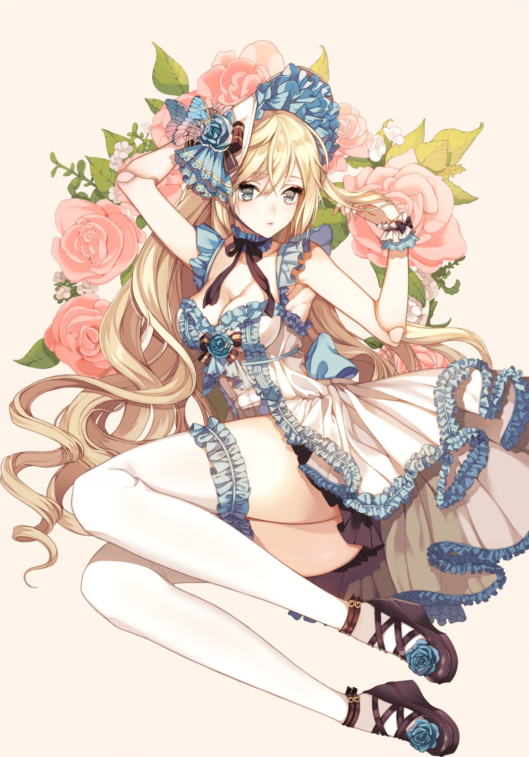 cleavage dress garter heels nopan thighhighs uuhui