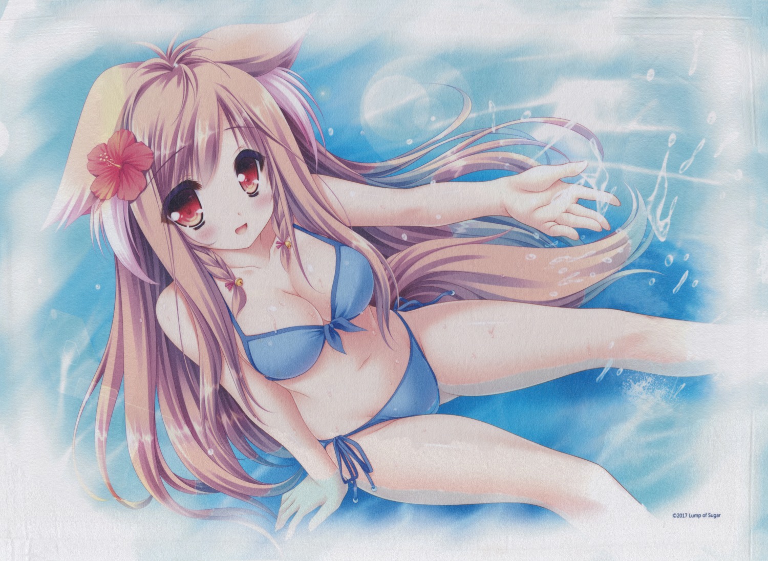 animal_ears bikini fixme kitsune lump_of_sugar mito_kohaku moekibara_fumitake raw_scan swimsuits tail tayutama tayutama_2 wet