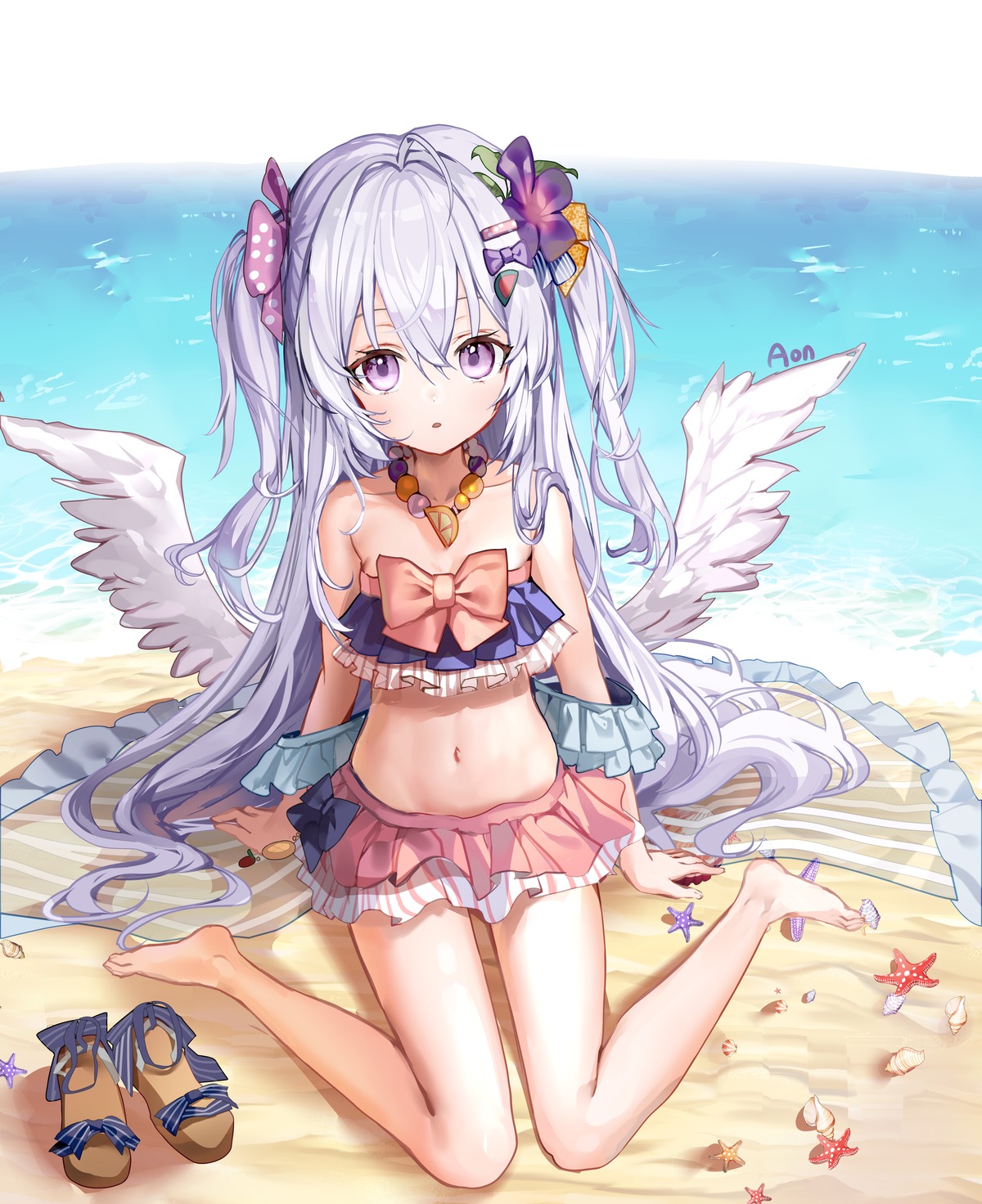 a_(sofi3103) angel bikini blue_archive shirasu_azusa swimsuits wings