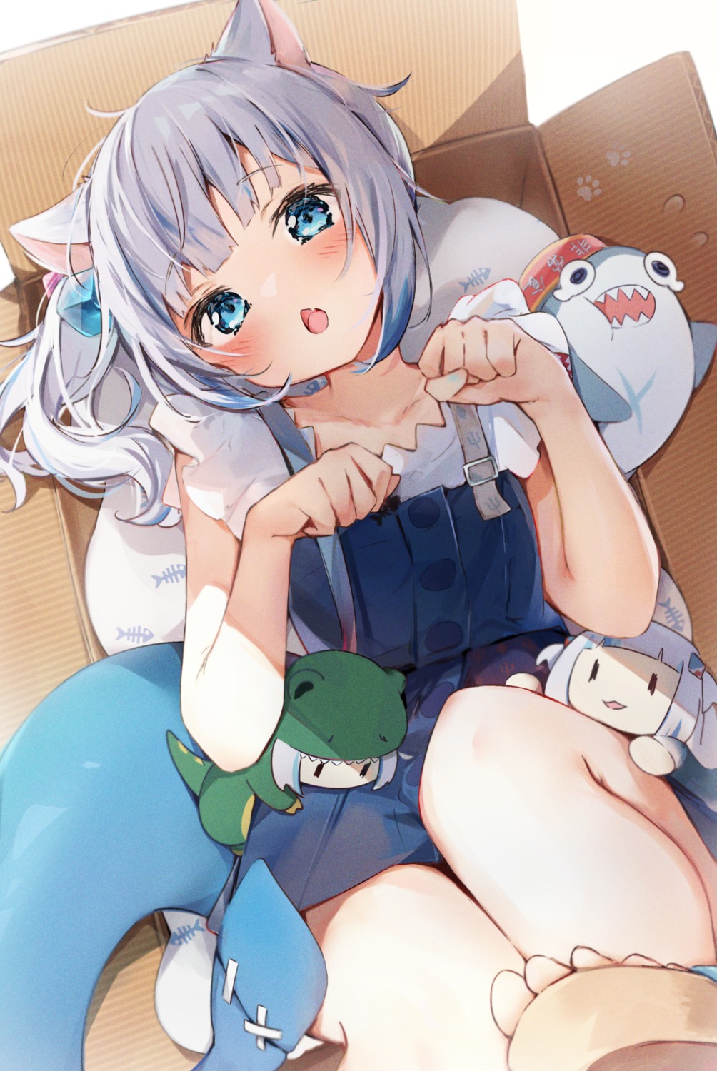 animal_ears chibi gawr_gura hololive hololive_english nekomimi seboneko skirt_lift tail