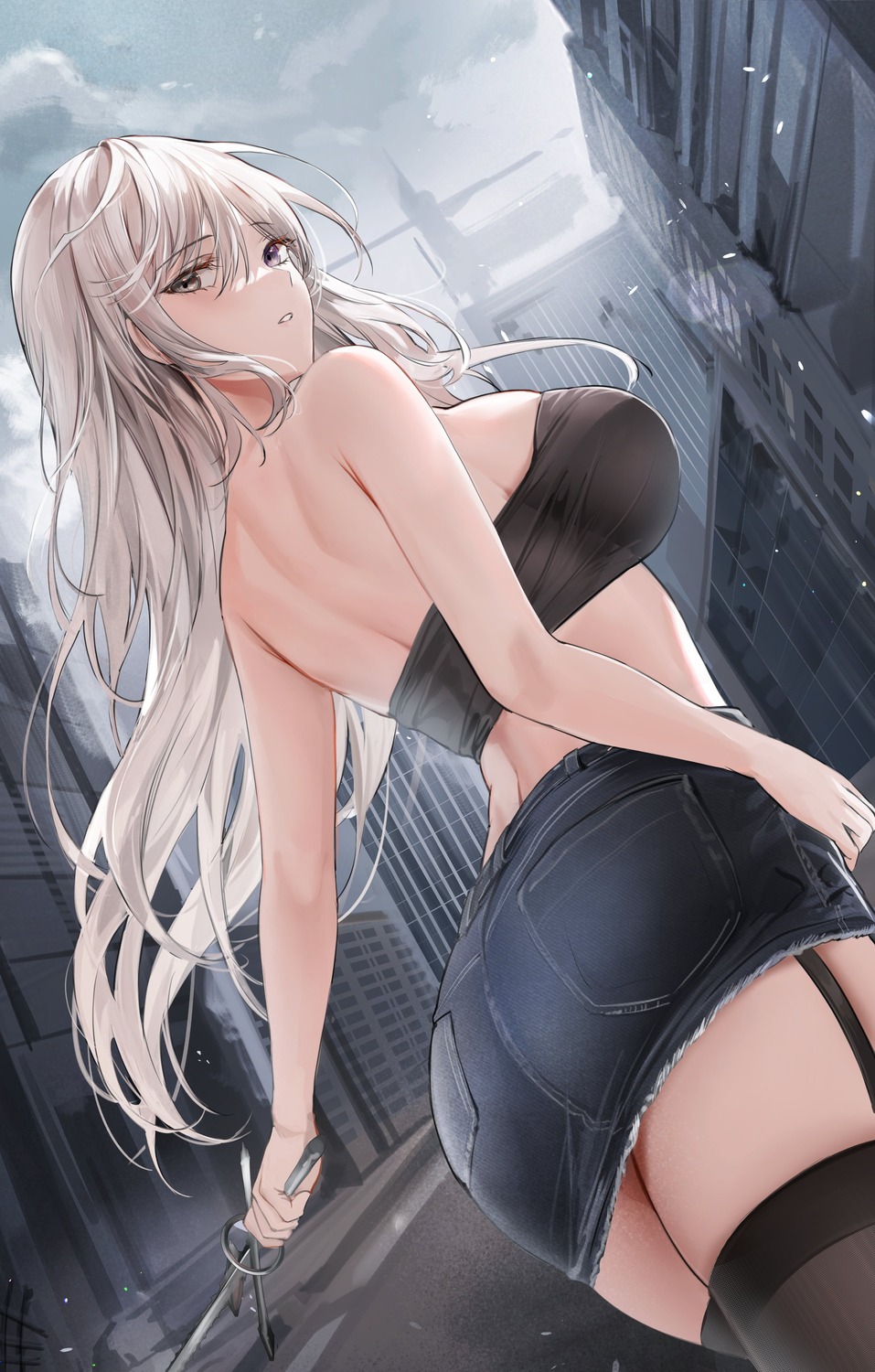 ass lillly no_bra stockings sword thighhighs