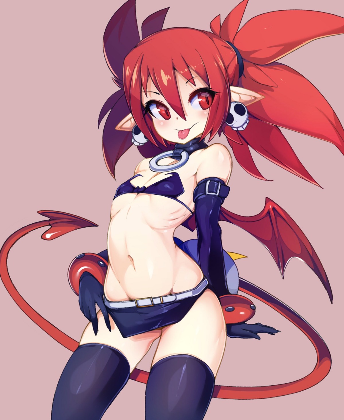 bikini_top disgaea erect_nipples etna loli pointy_ears slugbox swimsuits tail thighhighs wings