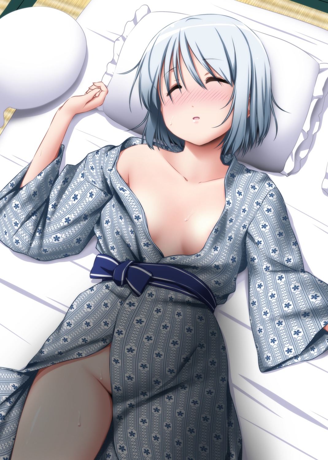 konpaku_youmu myon no_bra nopan nori_tamago open_shirt touhou wardrobe_malfunction yukata