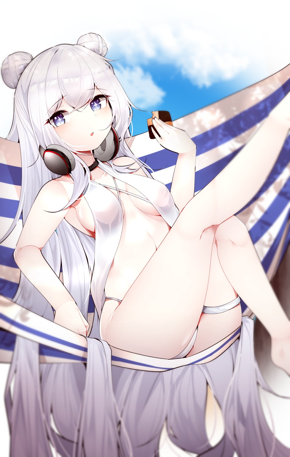 azur_lane bikini cameltoe garter headphones le_malin_(azur_lane) samip swimsuits thong