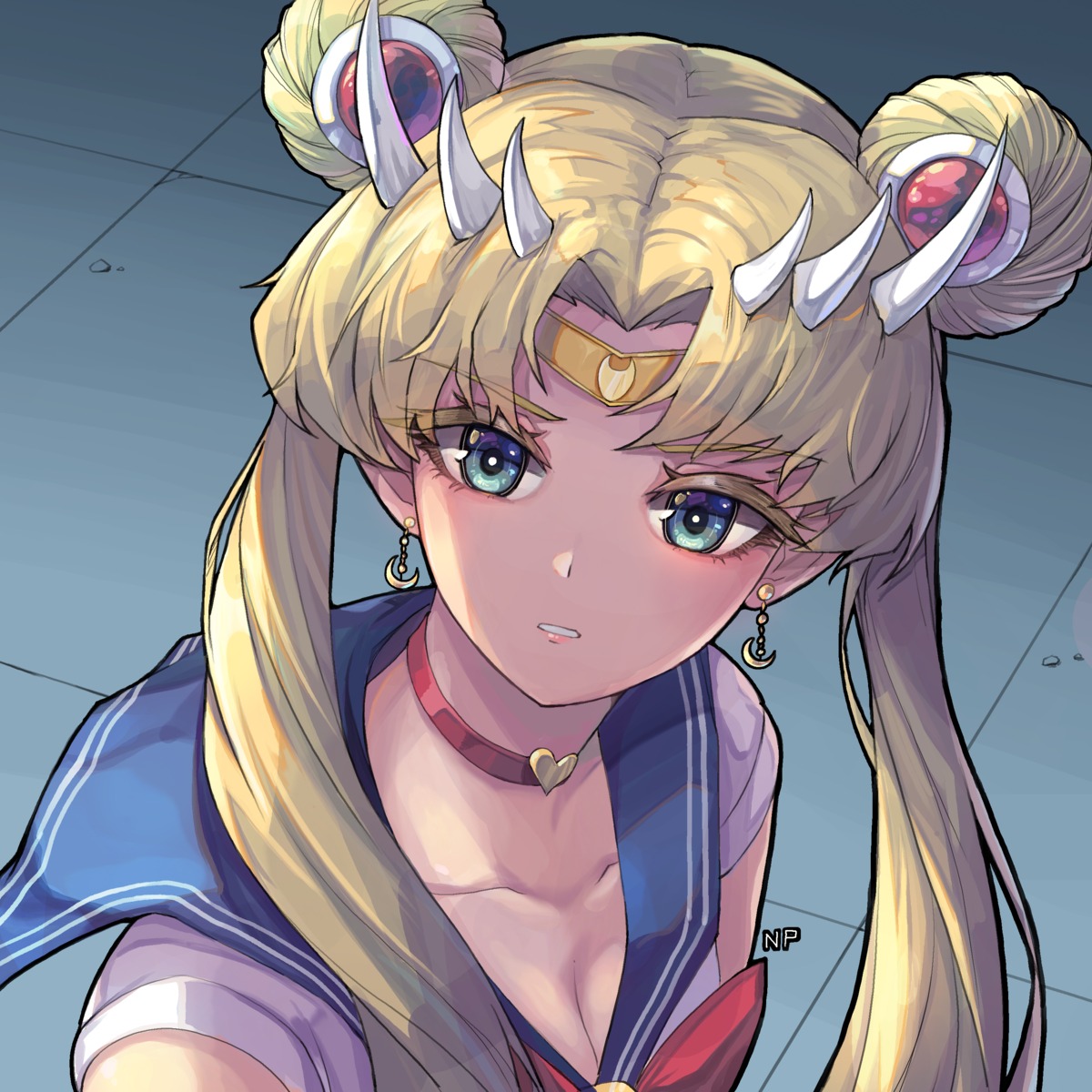 cleavage horns nelpi sailor_moon seifuku tsukino_usagi