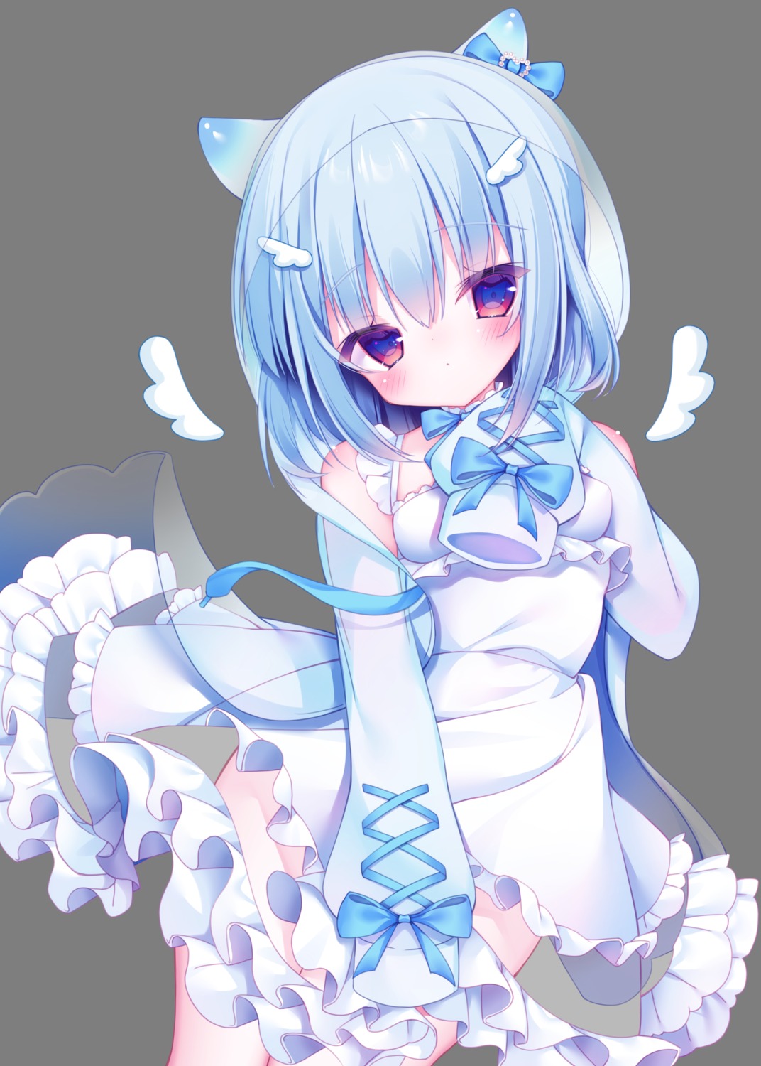 amami_kurine dress fuxiyu haconect horns see_through skirt_lift transparent_png wings