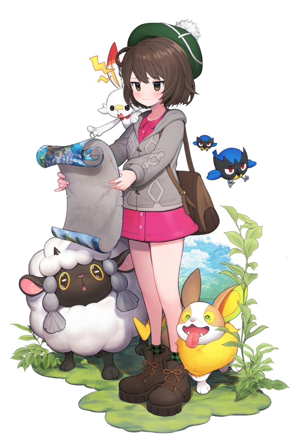 kuang1104 pokemon pokemon_swsh scorbunny wooloo yamper yuuri_(pokemon)