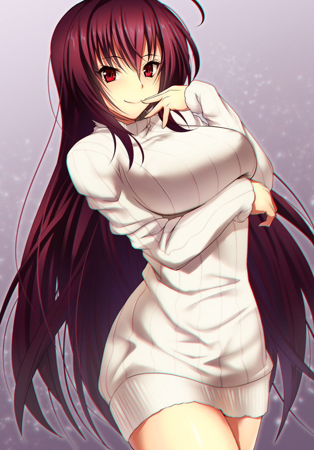 breast_hold emanon_123 fate/grand_order scathach_(fate/grand_order) sweater