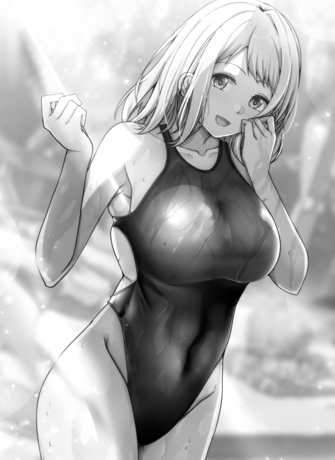 monochrome sakuragi_mano shohei_(piranha5hk) swimsuits the_idolm@ster the_idolm@ster_shiny_colors