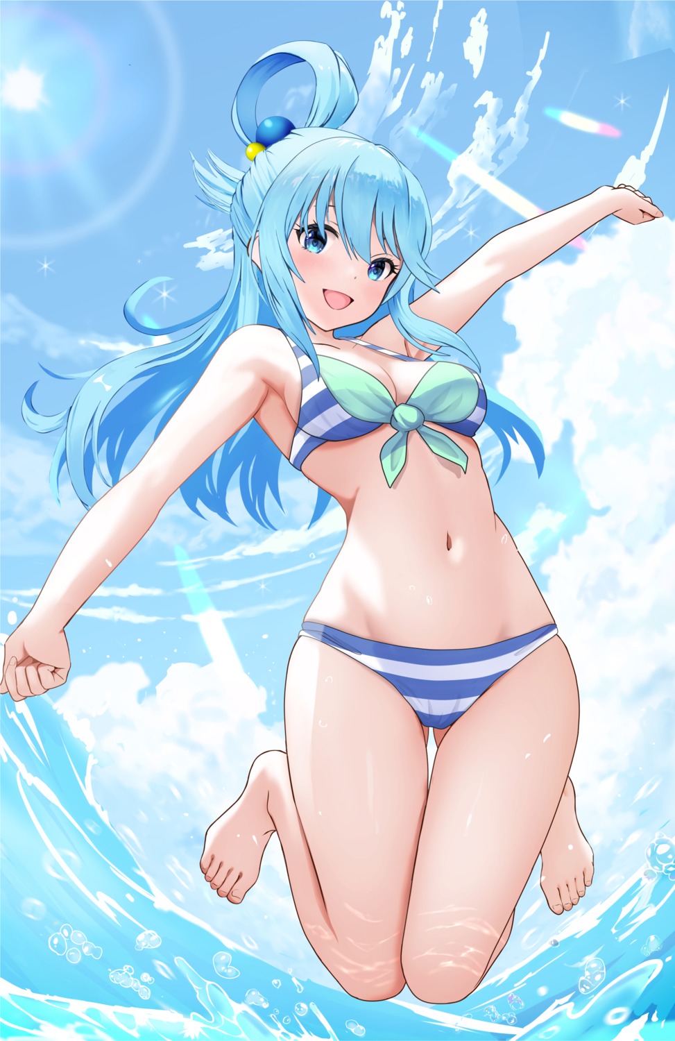 aqua_(konosuba) bikini gibun_(sozoshu) kono_subarashii_sekai_ni_shukufuku_wo! swimsuits