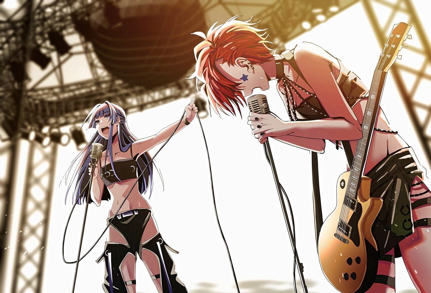 garter guitar julia_(idolm@ster) mek_number mogami_shizuka the_idolm@ster the_idolm@ster_million_live! uniform