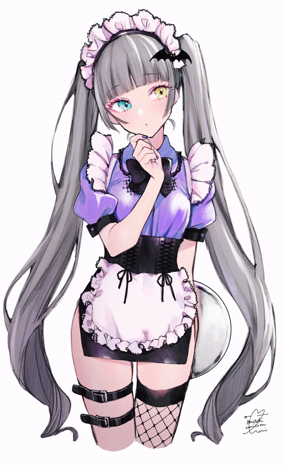 fishnets garter haishima_kagari heterochromia maid school_girl_strikers thighhighs uni_(melm)