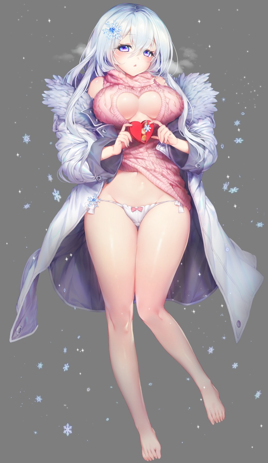 cleavage ia_(ias1010) no_bra pantsu shirt_lift sweater transparent_png unleashed valentine