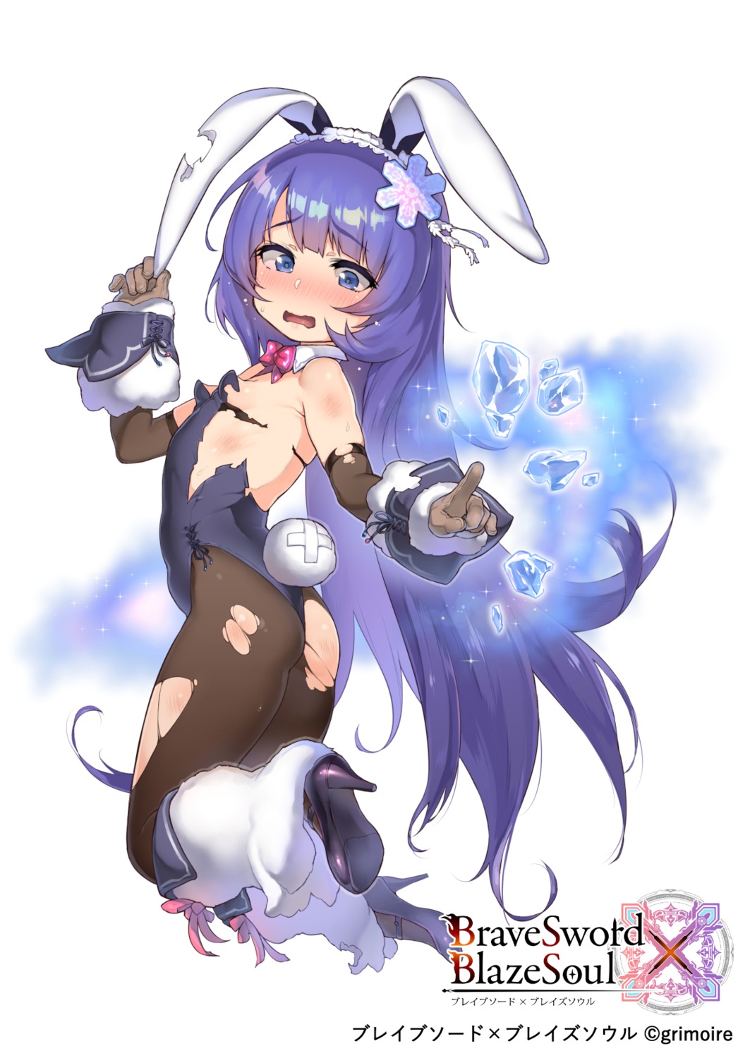 animal_ears ass atte7kusa brave_sword_x_blaze_soul bunny_ears bunny_girl heels loli no_bra pantyhose tail torn_clothes